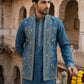 Silk Blend Embroidered Waistcoat Kurta Set ( 65KPWCS 5478Blue )