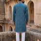 Silk Blend Embroidered Waistcoat Kurta Set ( 65KPWCS 5478Blue )