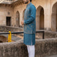 Silk Blend Embroidered Waistcoat Kurta Set ( 65KPWCS 5478Blue )