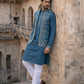 Silk Blend Embroidered Waistcoat Kurta Set ( 65KPWCS 5478Blue )