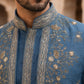 Silk Blend Embroidered Waistcoat Kurta Set ( 65KPWCS 5478Blue )