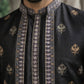 Silk Blend Embroidered Kurta with Pyjama & Waistcoat ( 65KPWCS 5479Black )