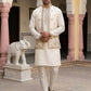 Silk Blend Embroidered Kurta with Pyjama & Waistcoat ( 65KPWCS 5479White )