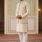 Cotton Kurta with Pyjama & Waistcoat ( 65KPWCS 5491Beige )