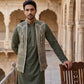Silk Blend Embroidered Kurta Pyjama with Jacket ( 65KPWCS 5534Mehndi )