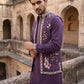 Silk Blend Floral Embroidered Kurta Set with Waistcoat ( 65KPWCS 5535Purple )