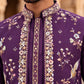 Silk Blend Floral Embroidered Kurta Set with Waistcoat ( 65KPWCS 5535Purple )