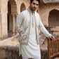 Silk Blend Kurta Pyjama with Embroidered Jacket ( 65KPWCS 5536White )