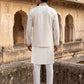 Silk Blend Kurta Pyjama with Embroidered Jacket ( 65KPWCS 5536White )