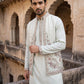 Silk Blend Kurta Pyjama with Embroidered Jacket ( 65KPWCS 5536White )