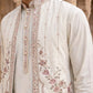 Silk Blend Kurta Pyjama with Embroidered Jacket ( 65KPWCS 5536White )