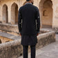 Japanese Fabric Floral Embroidered Kurta Pyjama & Waistcoat Set