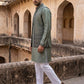 Silk Blend Embroidered Kurta Pyjama & Waistcoat Set