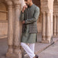 Silk Blend Embroidered Kurta Pyjama & Waistcoat Set