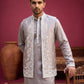 Men's Silk Blend Embroidered Nehru Jacket with Kurta & Pyjama Set ( 65KPWCS 5561Bronze ) [FF] [H-12]