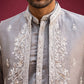 Men's Silk Blend Embroidered Nehru Jacket with Kurta & Pyjama Set ( 65KPWCS 5561Bronze ) [FF] [H-12]