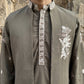 Japanese Fabric Floral Embroidered Kurta Pyjama & Waistcoat Set