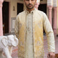 Men Silk Blend Embroidered Kurta Pyjama with Waistcoat Set ( 65KPWCS MC 5617Yellow )