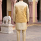 Men Silk Blend Embroidered Kurta Pyjama with Waistcoat Set ( 65KPWCS MC 5617Yellow )
