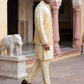 Men Silk Blend Embroidered Kurta Pyjama with Waistcoat Set ( 65KPWCS MC 5617Yellow )