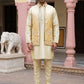 Men Silk Blend Embroidered Kurta Pyjama with Waistcoat Set ( 65KPWCS MC 5617Yellow )
