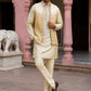 Men Silk Blend Embroidered Kurta Pyjama with Waistcoat Set ( 65KPWCS MC 5617Yellow )