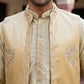 Men Silk Blend Embroidered Kurta Pyjama with Waistcoat Set ( 65KPWCS MC 5617Yellow )