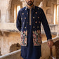 Japanese Fabric Embroidered Kurta & Waistcoat Set ( 65KPWCS MC 5618Navy )