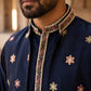 Japanese Fabric Embroidered Kurta & Waistcoat Set ( 65KPWCS MC 5618Navy )