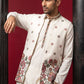 Japanese Fabric Embroidered Kurta & Waistcoat Set ( 65KPWCS MC 5618White )