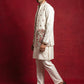 Japanese Fabric Embroidered Kurta & Waistcoat Set ( 65KPWCS MC 5618White )