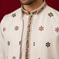 Japanese Fabric Embroidered Kurta & Waistcoat Set ( 65KPWCS MC 5618White )