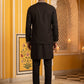 Japanese Fabric Embroidered Kurta with Waistcoat Set ( 65KPWCS MC 5619Black )