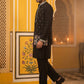 Japanese Fabric Embroidered Kurta with Waistcoat Set ( 65KPWCS MC 5619Black )