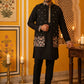 Japanese Fabric Embroidered Kurta with Waistcoat Set ( 65KPWCS MC 5619Black )