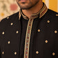 Japanese Fabric Embroidered Kurta with Waistcoat Set ( 65KPWCS MC 5619Black )