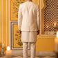 Japanese Fabric Embroidered Kurta with Waistcoat Set ( 65KPWCS MC 5619White )