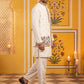 Japanese Fabric Embroidered Kurta with Waistcoat Set ( 65KPWCS MC 5619White )