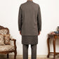 Japanese Fabric Embroidered Kurta & Waistcoat Set ( 65KPWCS MC 5620Brown )