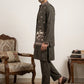 Japanese Fabric Embroidered Kurta & Waistcoat Set ( 65KPWCS MC 5620Brown )