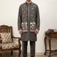 Japanese Fabric Embroidered Kurta & Waistcoat Set ( 65KPWCS MC 5620Brown )