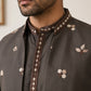 Japanese Fabric Embroidered Kurta & Waistcoat Set ( 65KPWCS MC 5620Brown )