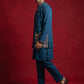 Japanese Fabric Embroidered Kurta & Waistcoat Set ( 65KPWCS MC 5620Peacock )