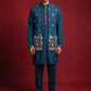 Japanese Fabric Embroidered Kurta & Waistcoat Set ( 65KPWCS MC 5620Peacock )