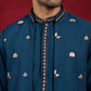 Japanese Fabric Embroidered Kurta & Waistcoat Set ( 65KPWCS MC 5620Peacock )