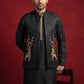 Silk Blend Embroidered Kurta Waistcoat Set ( 65KPWCS MC 5621Black )