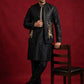 Silk Blend Embroidered Kurta Waistcoat Set ( 65KPWCS MC 5621Black )