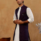 Jacquard Woven Silk Blend Waistcoat with Kurta Set ( 65KPWCS 592W W 4175 Maroon )