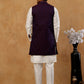 Jacquard Woven Silk Blend Waistcoat with Kurta Set ( 65KPWCS 592W W 4175 Maroon )