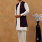Jacquard Woven Silk Blend Waistcoat with Kurta Set ( 65KPWCS 592W W 4175 Maroon )